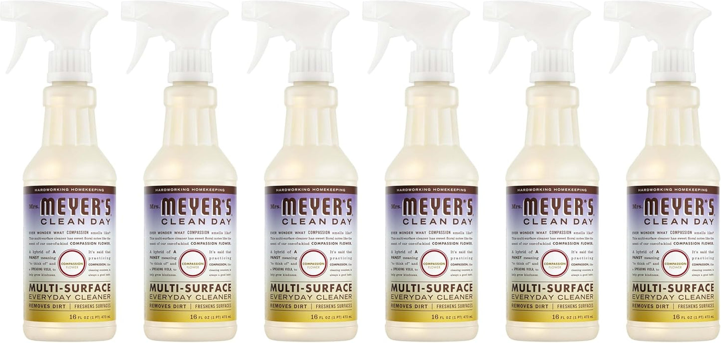 MRS. MEYER'S CLEAN DAY Multi-Surface Everyday Cleaner, Compassion Flower Scent, 16 Fl Oz Bottle - 3 Pack
