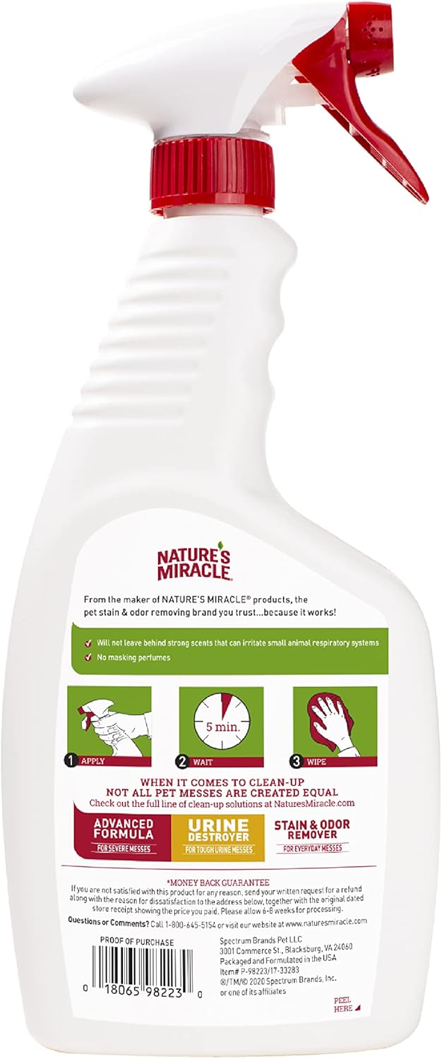 Nature’s Miracle Small Animal Cage and Surface Cleaner, Bio-Enzymatic Cleaning Formula, Destroy Tough Stains and Odors, 24 Ounces