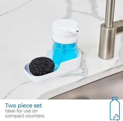 iDesign Recycled Plastic Double Suction Sink Caddy, White