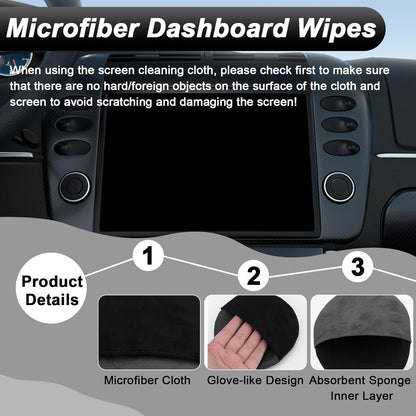 Car Screen Cleaner, 4.1''×4.1'' Microfiber Dashboard Wipes, Square Microfiber Cloth, Car Display Wipes,Vehicle Screen Cleaner Tool universal for Car Dashboard Car Display Car Interior Tools (Black)