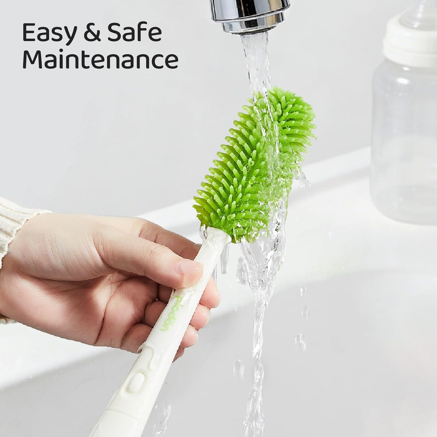 5-in-1 Silicone Baby Bottle Brush Set with Straw Cleaner, Flexible 90° Bendable Bottle Cleaning Kit for Nursing, Sports Bottles, Dishwasher Safe, BPA-Free, Kitchen & Travel
