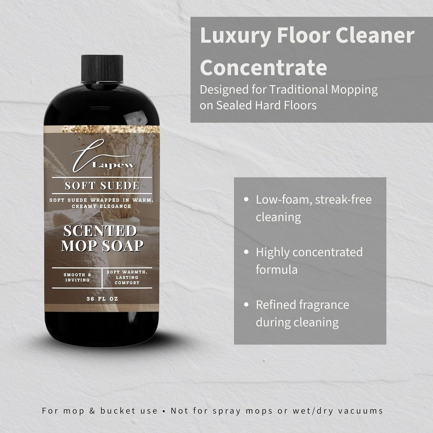 Lapew Baccarat Scented Mop Soap - Luxury Floor Cleaner Concentrate for Mopping Tile, Laminate, Vinyl & Hardwood | Streak-Free, Low-Foam | 36 oz - Colors A