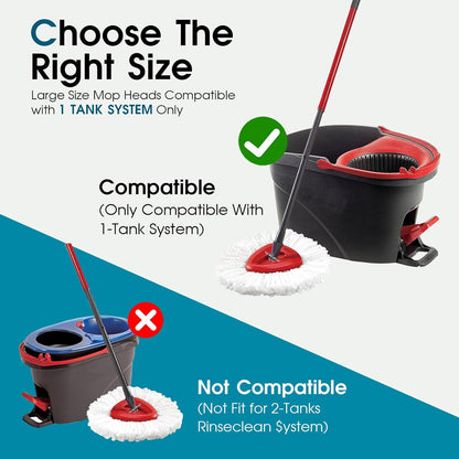 4 Pack Mop Head Replacement Compatible with O Cedar Triangle Swivel Mops,Spin Mop Replacement Head 100% Microfiber,Deep Cleaning,EPSUNORISE Compatible with O Cedar Mops(White)