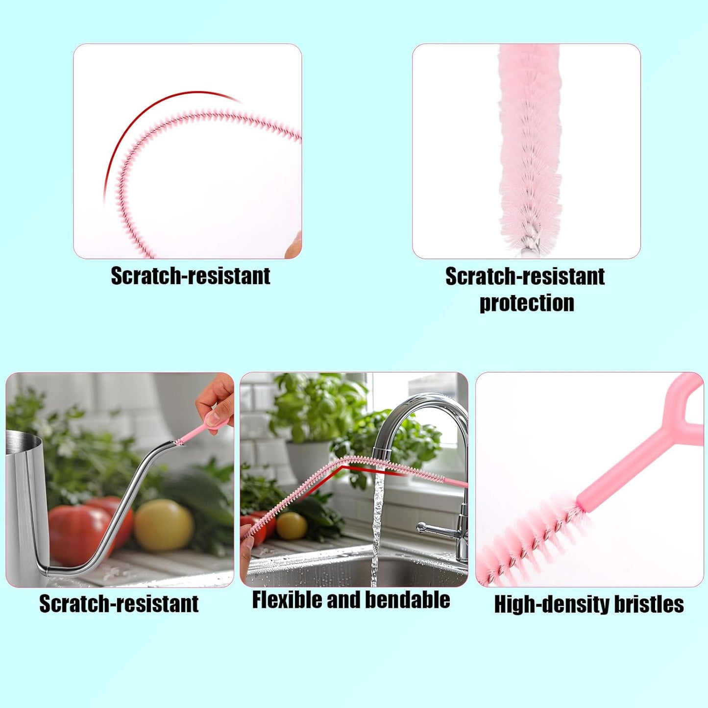 4pcs Straw Cleaner Brushes for Stanley, 12.4in Extra Long Full Bristles Replacement Coverage Reusable Straw Brush Cleaning Accessories for Water Bottles Glass Pipe Sippy Cup(0.31in+0.39in+0.47in)
