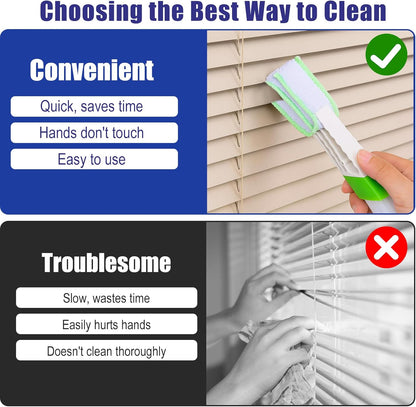 4PC Washable 7 Fingers Blinds Cleaner Tool - Blind Cleaner Duster Tool for Window Shutters Air Vents AC with 4 Cloth Covers