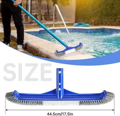 Pool Brush Head | 18" Heavy Duty Floor Brush | Stainless Steel Brush | Metal Pool Scrubber Brush | Wire Bristles & Aluminium Back for Sweep Calcium Buildup, Rust Stains on Concrete