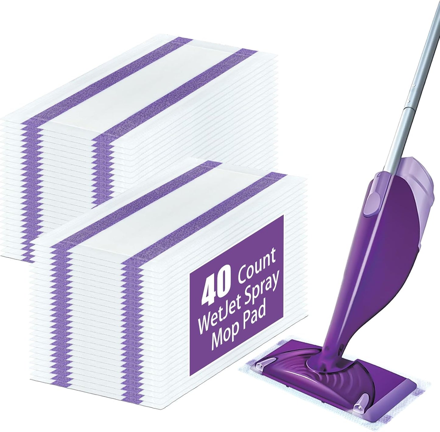 DOCXCDO 80 Pack Disposable Mop Pad Refills for Swiffer Wet Jet Spray Mop，Dry&Wet Mopping Pad Compatible with Swiffer Wet Jet and Any Model of Velcro Mop，Multi Surface WetJet Pad for Floor Cleaning