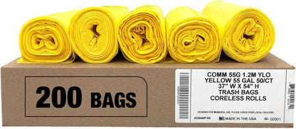 Ultrasac Heavy Duty 55 Gallon Clear Trash Bags - (Value 50 Pack) - 1.2 MIL equivalent Industrial Strength Plastic 37" x 54" for 50-55 Gal Cans -Fits Toter, Rubbermaid Brute, Carlislie Bronco etc.