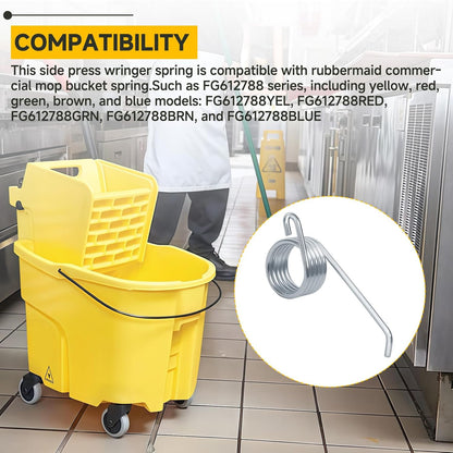 (2pcs) 5 Loops FG6127L40000 Commercial Mop Bucket Wringer Spring Replacement Compatible with rubbermaid FG612788 Series Mop Bucket Ringer Torsion Water Side-Press Spring Parts FG6127L4