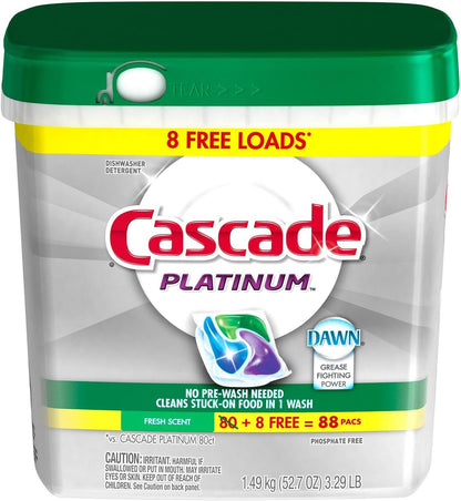Cascade Platinum Power Boost Dishwasher Pods, Dishwasher Detergent, Dishwasher Soap, Dish Tabs, Dishwashing Tablets, Dish Detergent, Lemon, Actionpacs, 37 Count