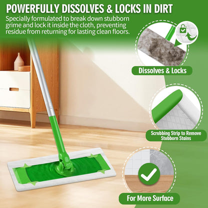 48 Count Heavy Duty Wet Pad Refills, Compatible with Swiffer Sweeper Mop & Clorox Mop, Disposable Unscented Wet Mopping Cloths for Multi-Surface Floor Cleaning