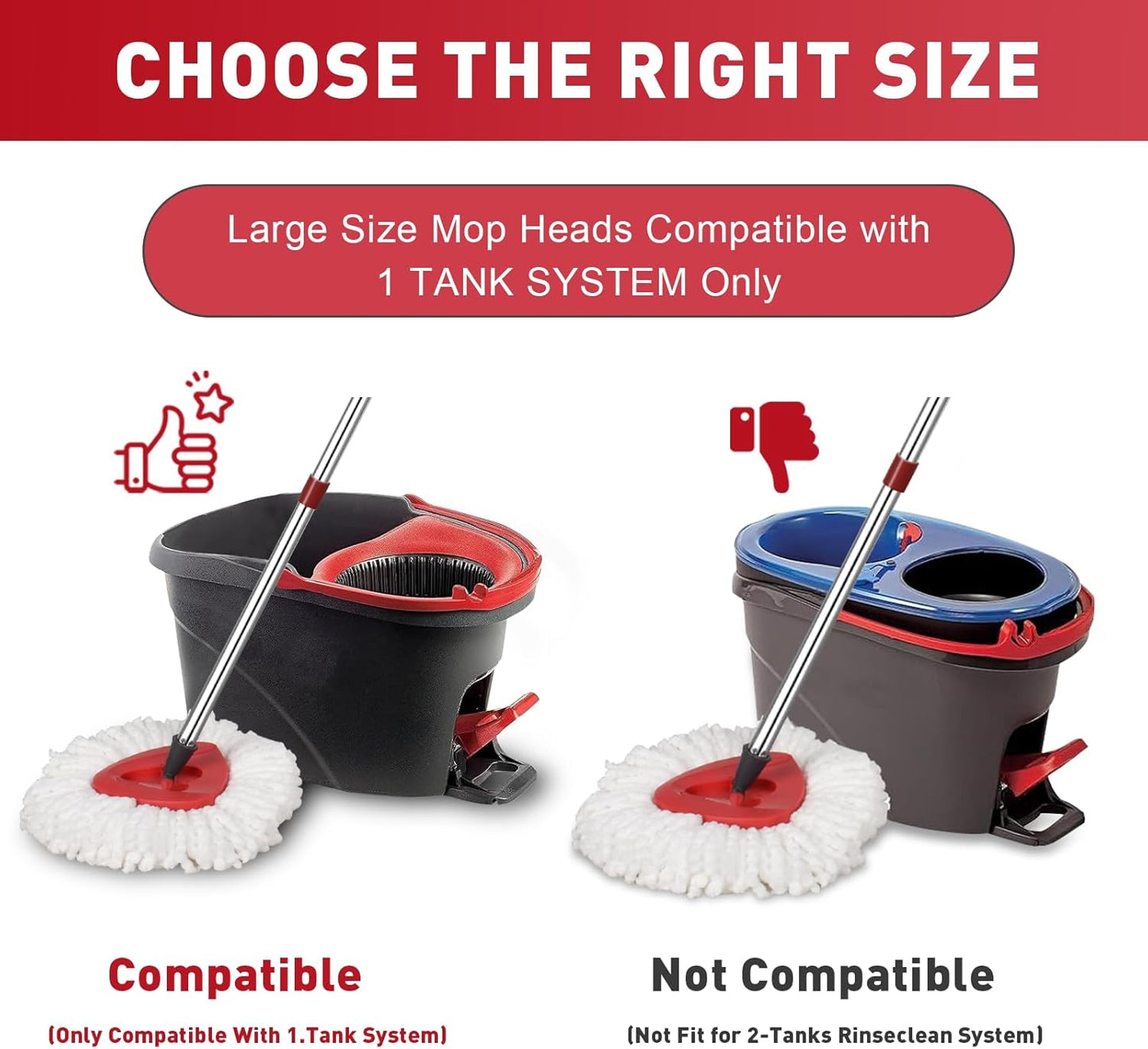 4 Pack Spin Mop Replacement Heads, Microfiber Mop Refills Compatible with Ocedar Mop Heads Replacements 2 Tank System, Replace Head Safe for Cleaning All Hard-surfaced Floors