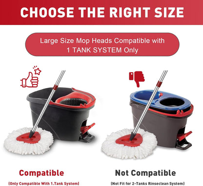 4 Pack Spin Mop Replacement Heads, Microfiber Mop Refills Compatible with Ocedar Mop Heads Replacements 2 Tank System, Replace Head Safe for Cleaning All Hard-surfaced Floors