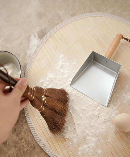 Mini Metal Dustpan and Brush Set, Natural Hand Broom, Stainless Steel Dust Pan, Heat-Safe for Fireplace Ash Cleaning, Anti-Static, Eco-Friendly