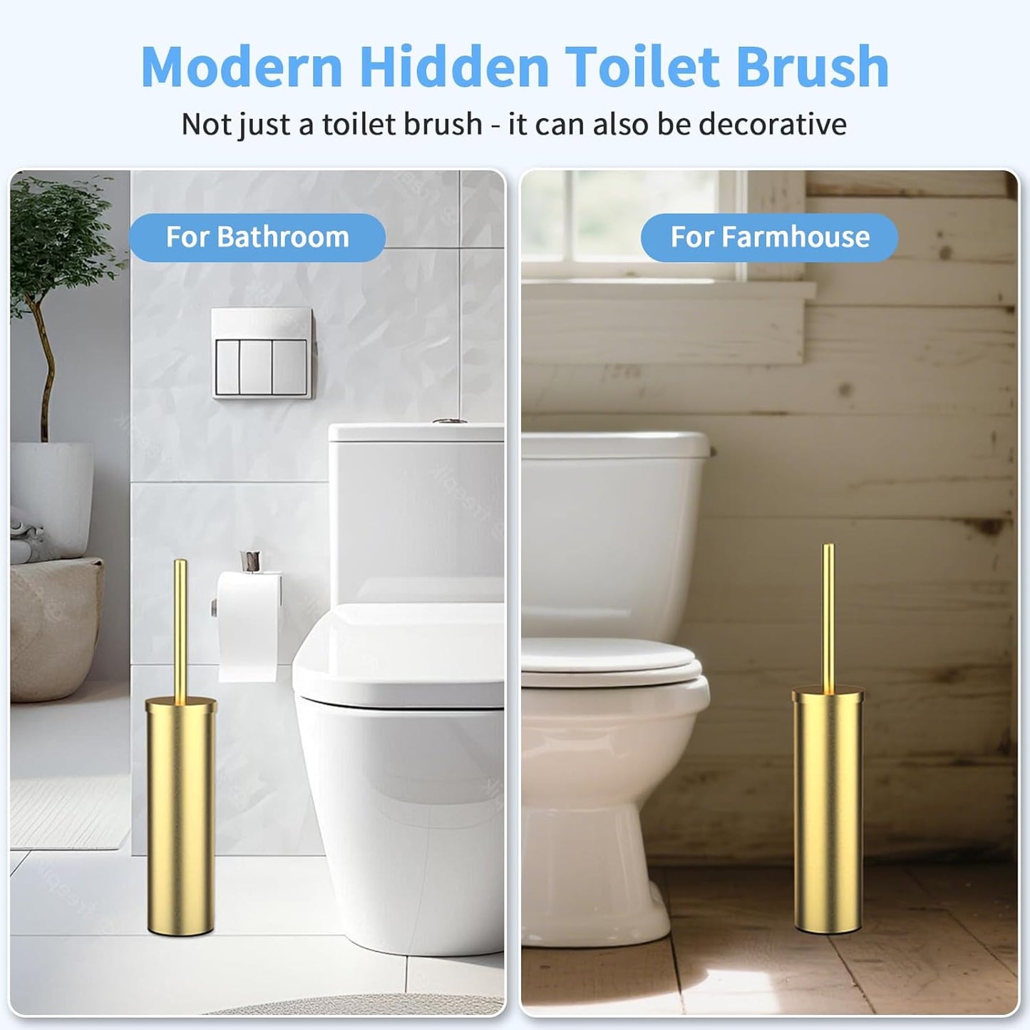 Stainless Steel Toilet Brush and Holder Set Oil Rubbed Matte Black Heavy Duty Toilet Bowl Brush with Long Handle for Bathroom and Farmhouse