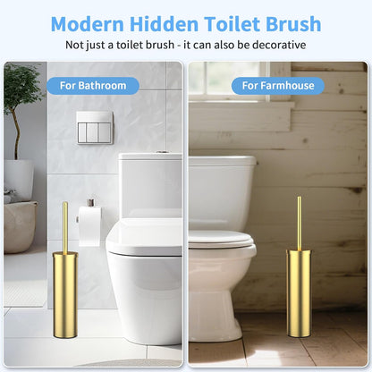 Stainless Steel Toilet Brush and Holder Set Oil Rubbed Matte Black Heavy Duty Toilet Bowl Brush with Long Handle for Bathroom and Farmhouse