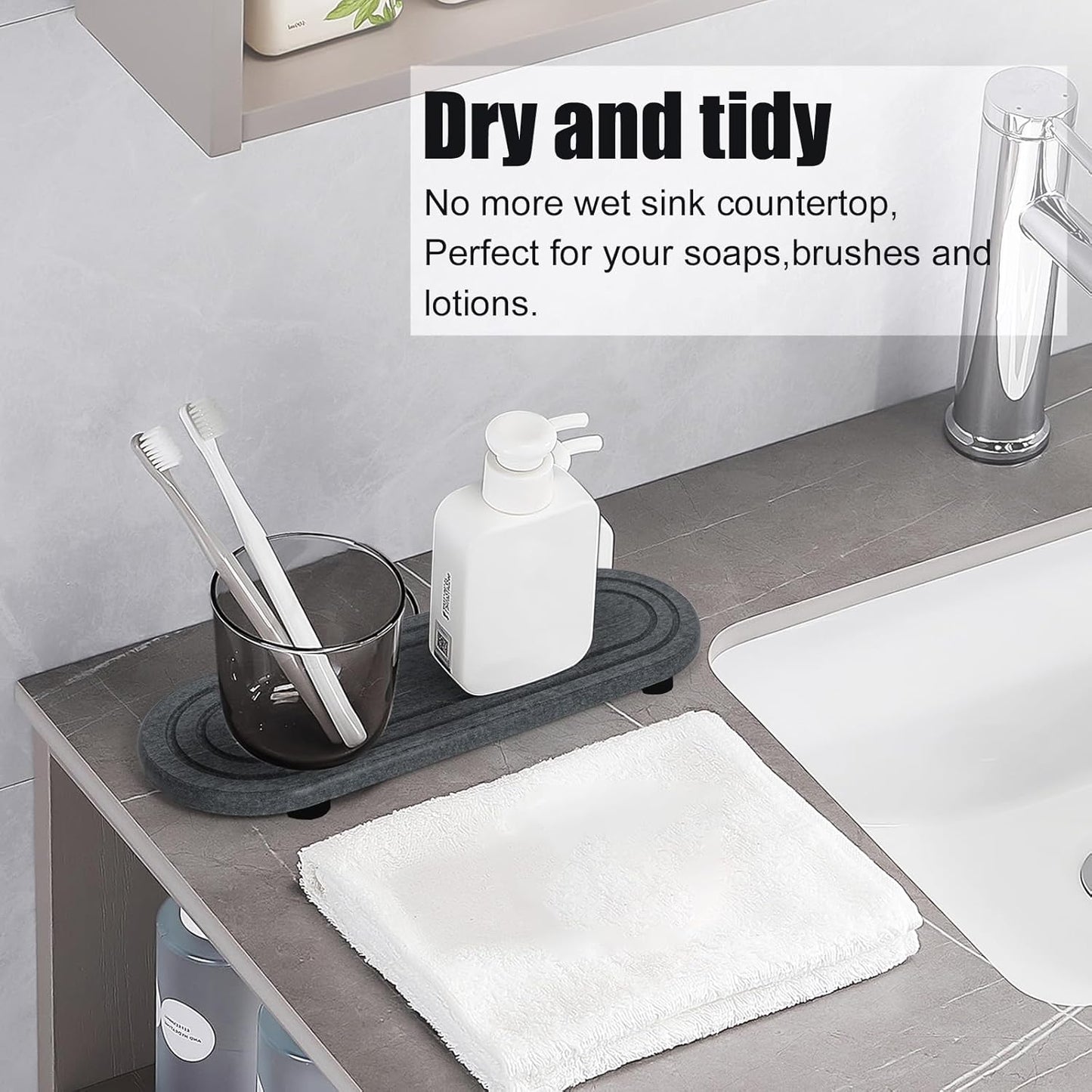 3PCS Water Absorbing Stone Tray, Fast Drying Stone Sink Tray, Stones Soap Trays, Water Absorbent Diatomite Trays, Diatomite Coasters for Kitchen Sink Bathroom Counter, Hand Soap Dish & Holders