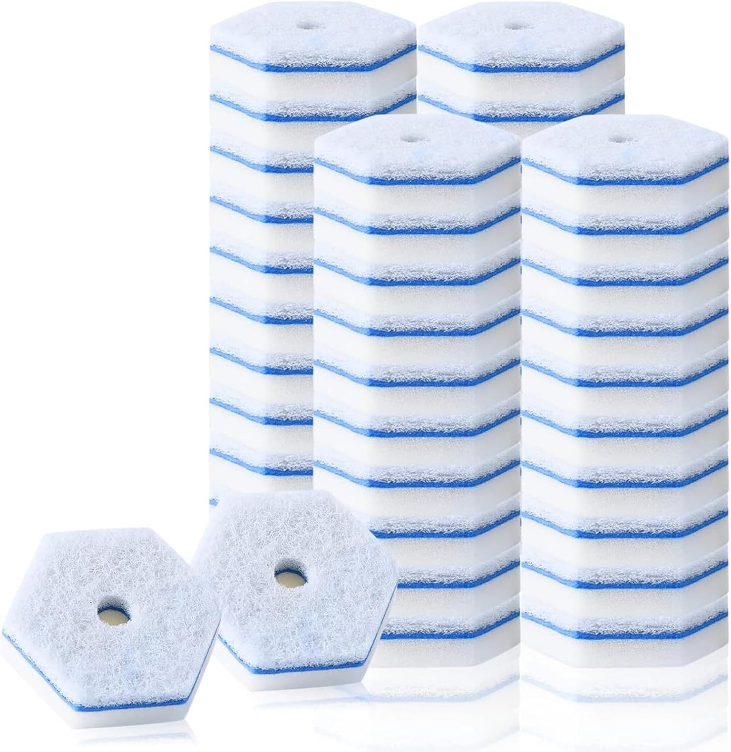 Disposable Toilet Bowl Wand Refills Compatible with Cloro x, Toilets Cleaning Wand Refill 40 PCS, Upgraded Disposable Sponge Bowl Cleaning Heads for Bathroomfor and Bathroom