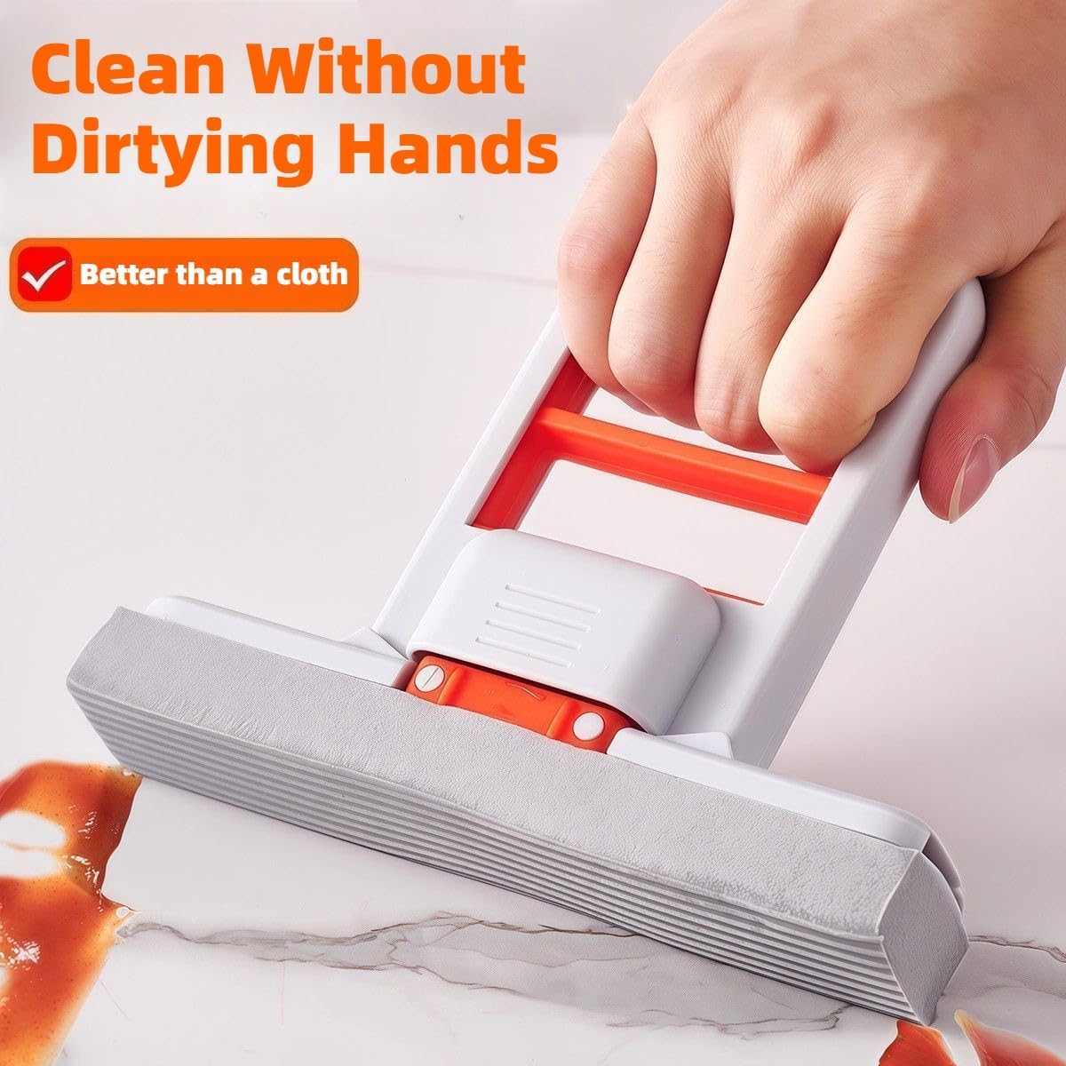Press Grip Mini Mop, Zero-Touch Gap Dust Cleaner with 39in Lazy Mop & Hands-Free Lock Head, Disposable Dust Mop for House Wall Bathroom Toilet Corners Multi Surface Cleaning with 5 Cloths