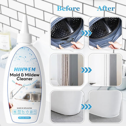 HIHWEM Mold Mildew Remover Gel Washing Machine Cleaner Grout Cleaner Household Stain Remover Gel for Home Sink Kitchen Showers 8 fl.oz