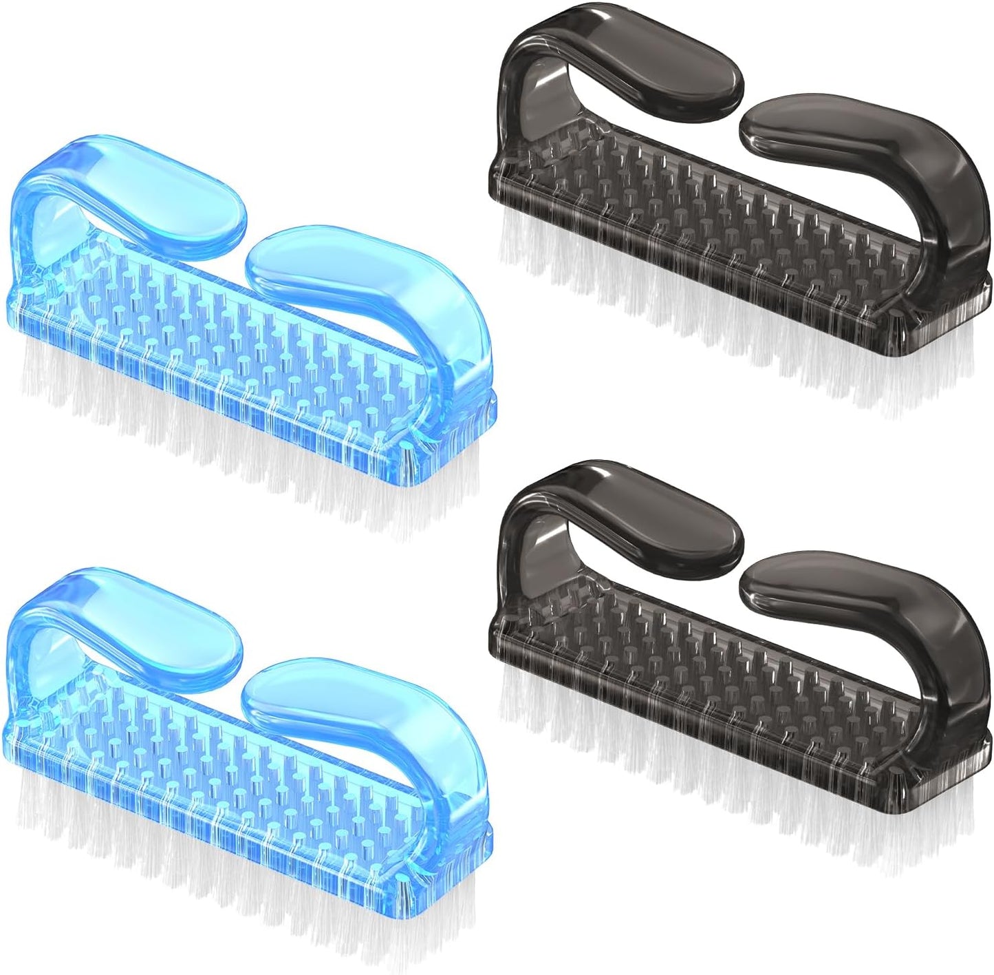 Larbois Handle Grip Nail Brush, Nail Brushes Hand Fingernail Brush Cleaner Scrubbing Kit Pedicure for Toes and Nails Men Women (4 Pack)