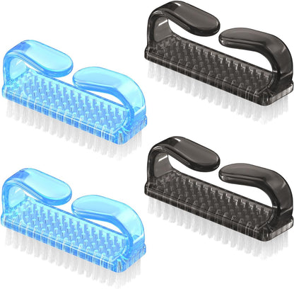 Larbois Handle Grip Nail Brush, Nail Brushes Hand Fingernail Brush Cleaner Scrubbing Kit Pedicure for Toes and Nails Men Women (4 Pack)