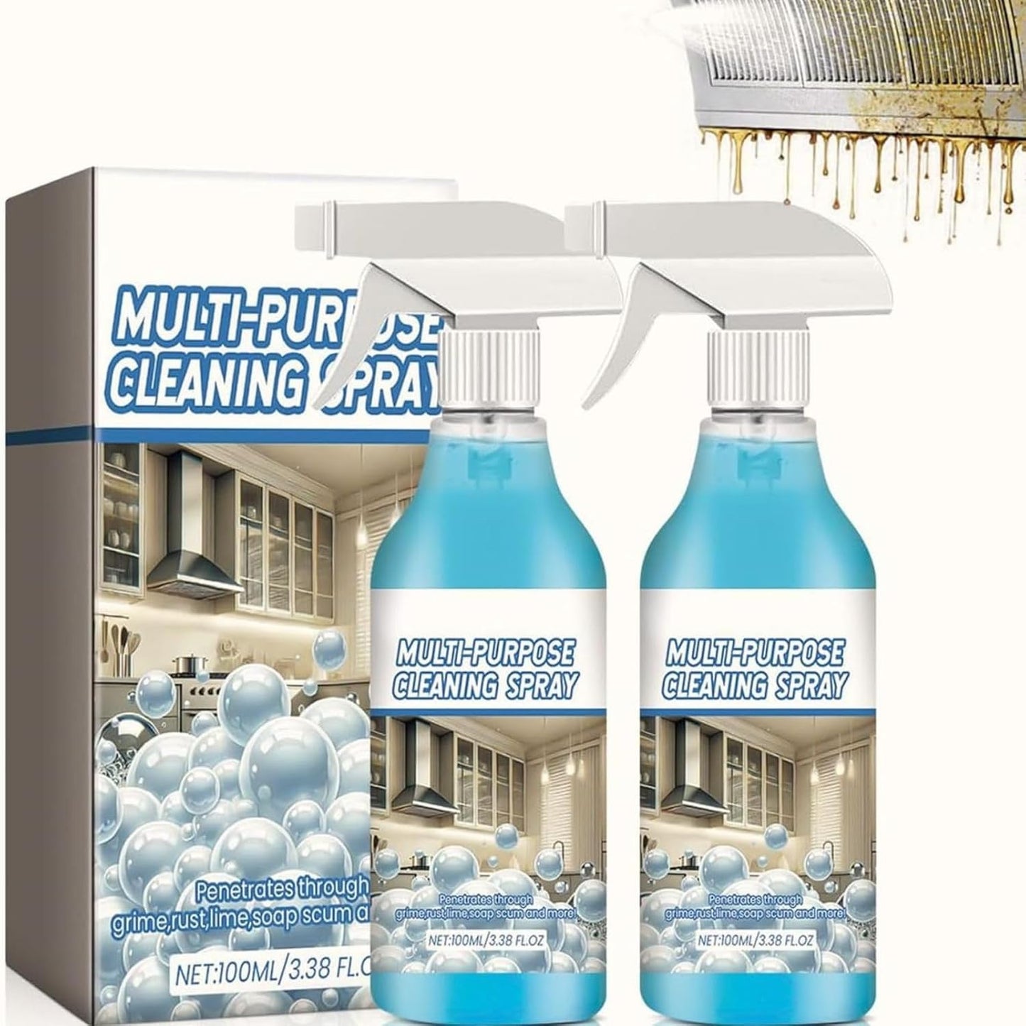 2 Pcs Multi-Purpose Cleaning Spray, Upgraded Spray Oven Cleaner, Foam Toilet Cleaner Kitchen Foam Cleaner, Multi-Purpose Spray for Kitchens, Countertops, Ovens