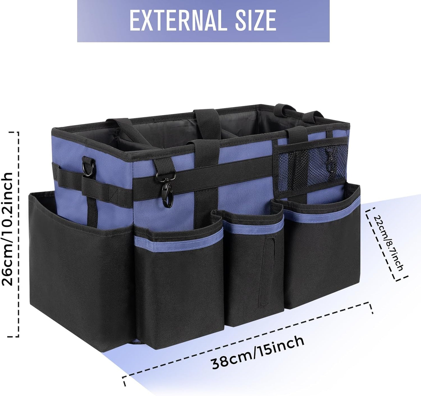 SCAVATA Wearable Cleaning Caddy Organizer with Handle & Shoulder Straps for Housekeepers, Under Sink & Car Cleaning Tool Organizer Bag with 4 Foldable Dividers (Green)