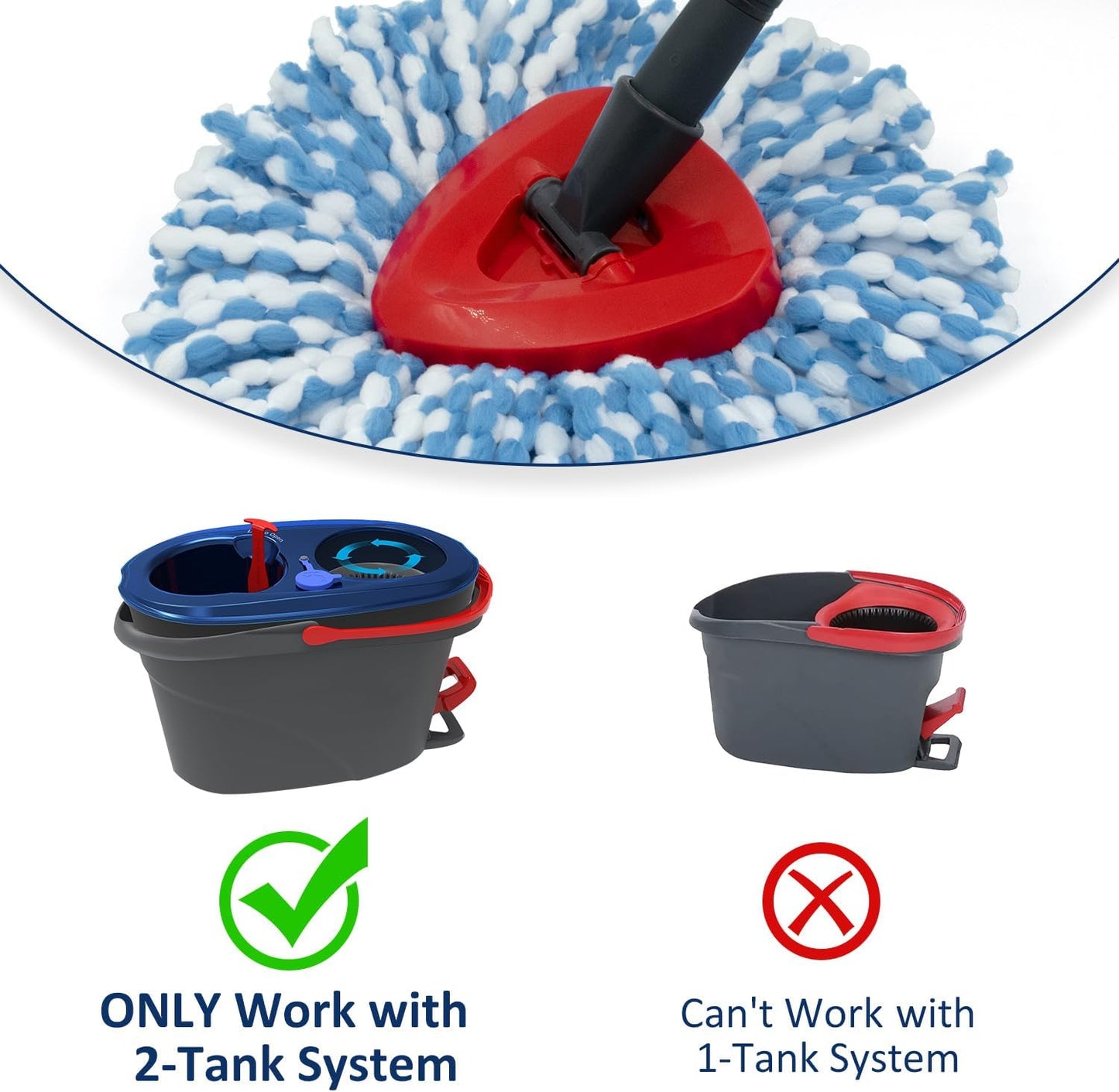 Mop Head Replacement Compatiable with Ocedar RinseClean 2-Tank System, Mircofiber Mop Heads Refill and Scrub Brush for O Cedar Rinseclean Spin Mop, 6 Pack Mop Refills & 2 Scrub Head for Floor Cleaning