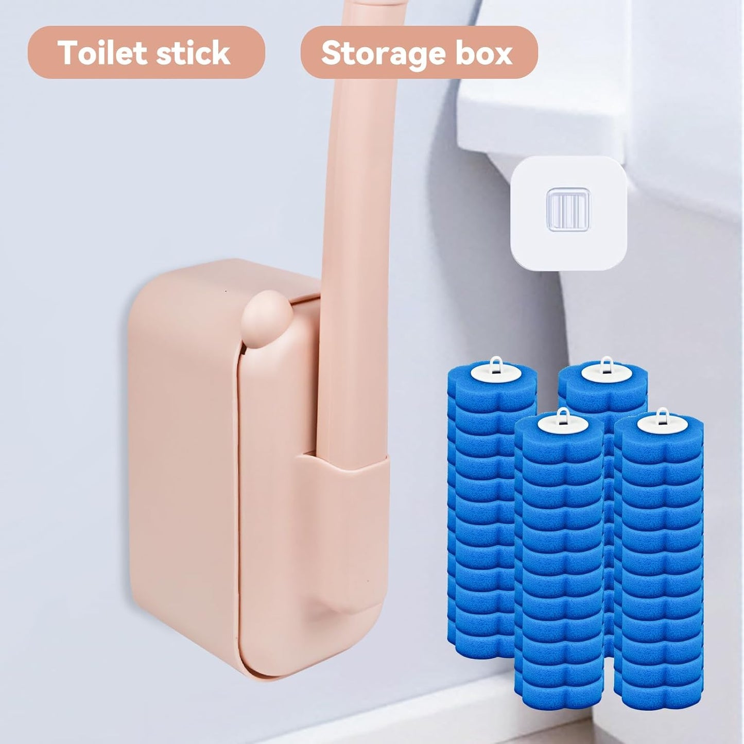 48 Count Disposable Toilet Brush Refill Pads, Disposable Toilet Bowl Wand Refills, Toilet Cleaning Refills, Toilet Scrubber Refills, Brush Head Replacement