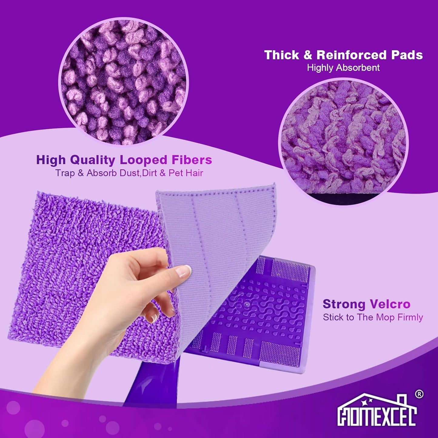 HOMEXCEL Microfiber Pads Compatible with Swiffer Wet Jet-15"x5.5", Reusable Pad Refills, Machine Washable Replacements for Multi Surface Wet & Dry Floor Cleaning, 8 Pack