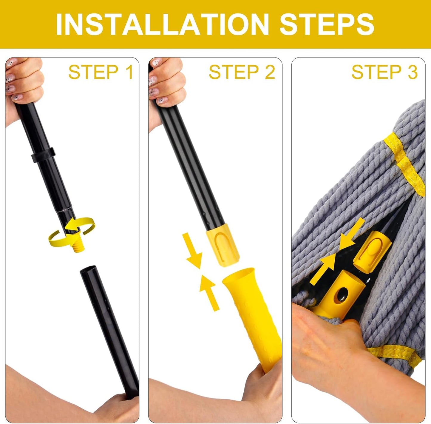 KeFanta Self-Wringing Twist Mop for Floor Cleaning, Long Handled Microfiber Floor Mop with Top Scouring Pad for Kitchen, Hardwood, Restaurant, Bathroom, Garages, Warehouses, Office,57-inch
