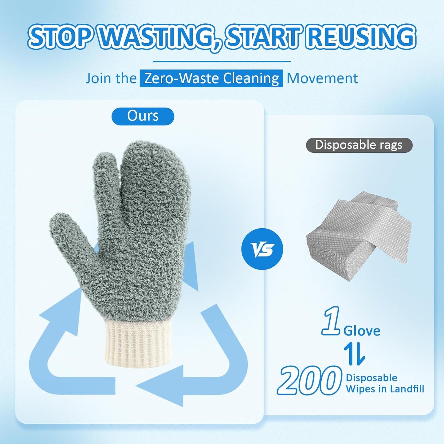 MIG4U Microfiber Dusting Gloves House Cleaning Glove for Blinds, Windows, Shutters, Furniture, and Car, Reusable Lint-Free Pink 1 Pair S/M