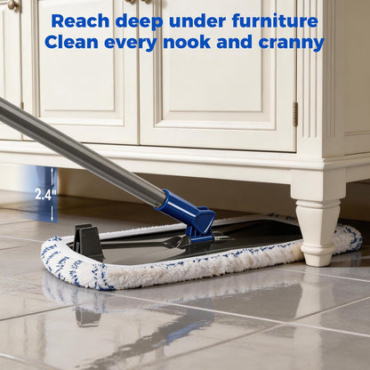 Mops for Floor Cleaning, Masthome Flat Dust Mop with 4 Reusable Pads, 2-Sided Microfiber Dust Mop for Wet & Dry Use, Flat Flip Mops for Hardwood, Laminate, Vinyl,Kitchen, Tile -1 Scraper