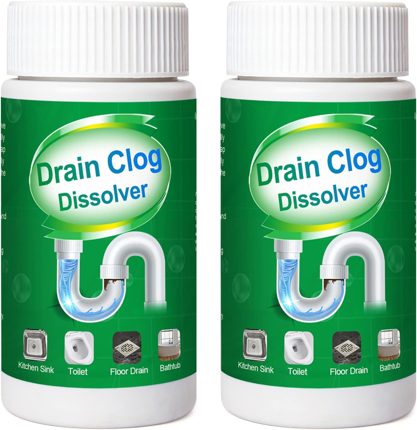 2pcs Pipe Dredge, Bubble Bombs Drain Cleaner, Powerful Sink and Drain Cleaner, Portable Powder Cleaning Tool, Super Clog Remover, Powder Agent for Kitchen Toilet Pipe Dredging