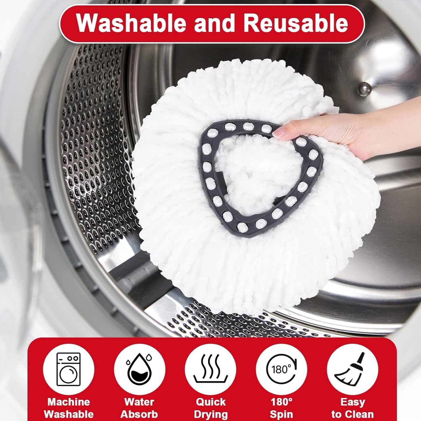 Spin Mop Replacement Head 4 Pack Mop Refill Compatible with Ocedar Triangle Swivel Mops Microfiber Swivel Mop Refill,Deep Clean,Machine Washable and Easy to Replace