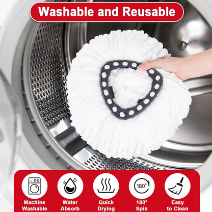 Spin Mop Replacement Head 4 Pack Mop Refill Compatible with Ocedar Triangle Swivel Mops Microfiber Swivel Mop Refill,Deep Clean,Machine Washable and Easy to Replace