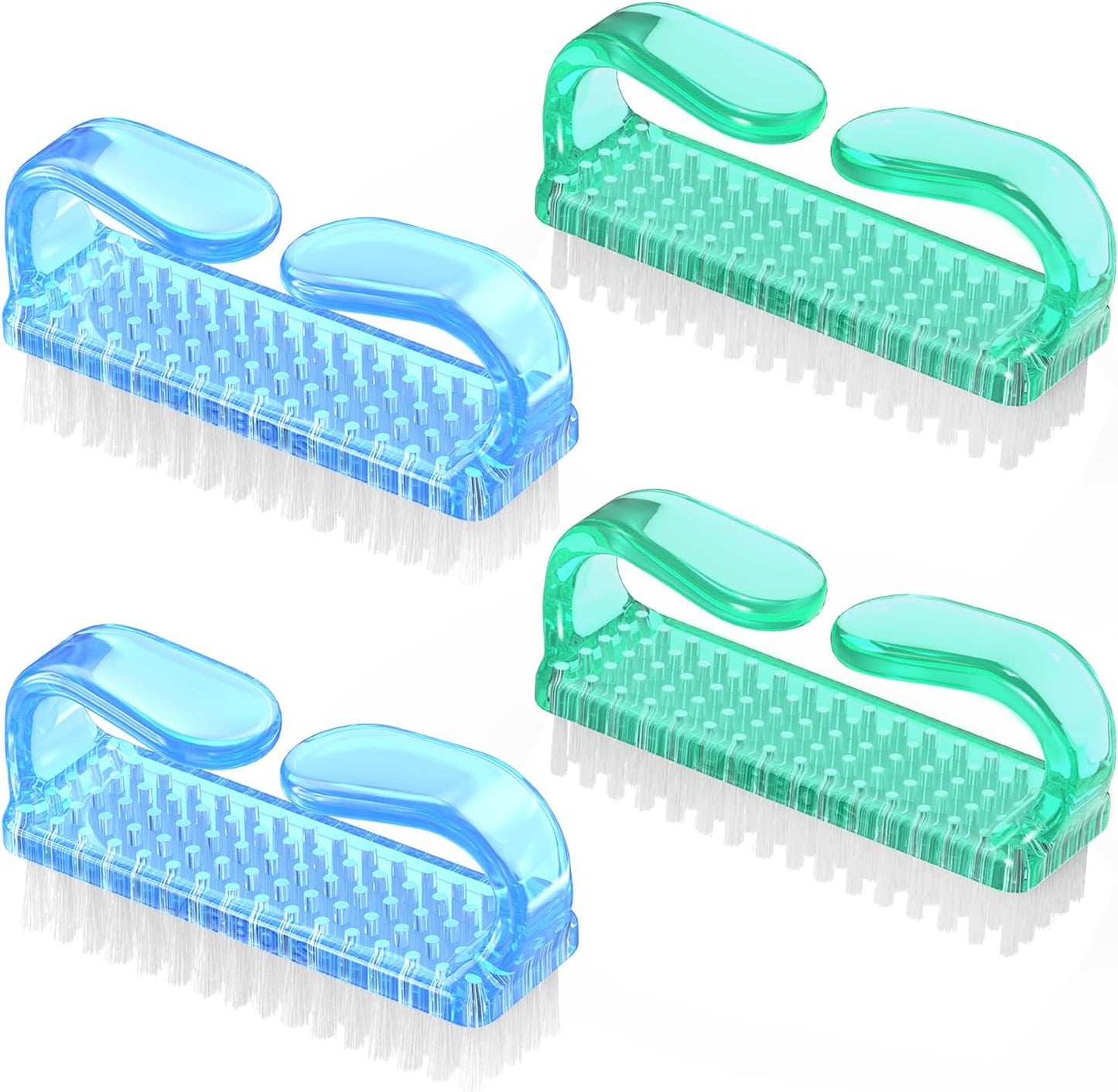 Larbois Handle Grip Nail Brush, Nail Brushes Hand Fingernail Brush Cleaner Scrubbing Kit Pedicure for Toes and Nails Men Women (4 Pack)