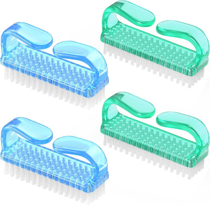 Larbois Handle Grip Nail Brush, Nail Brushes Hand Fingernail Brush Cleaner Scrubbing Kit Pedicure for Toes and Nails Men Women (4 Pack)