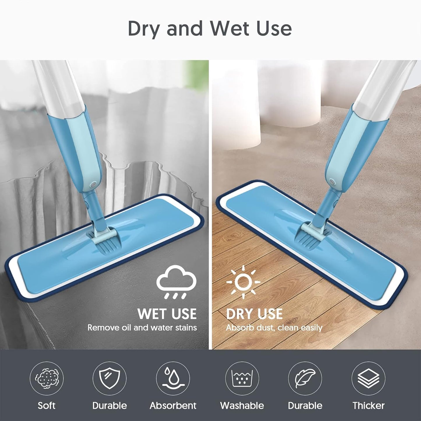7 Count Reusable Microfiber Mop Pads for Swiffer PowerMop - MEXERRIS Microfiber Wet Pads Refills PowerMop Pads Machine Washable Hard Wood Floor Mop Pads Replacement for 13''-15'' Spray Wet Mops