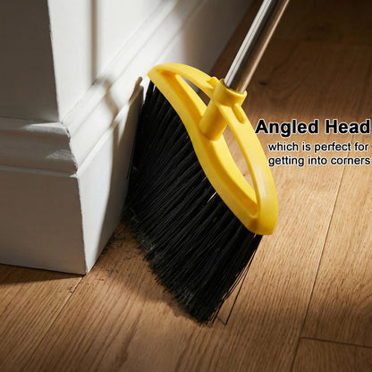 Broom and Stainless Steel Dustpan Set for Home,Metal Dust Pan and Soft Bristles Indoor Kitchen Broom for Office,Lobby