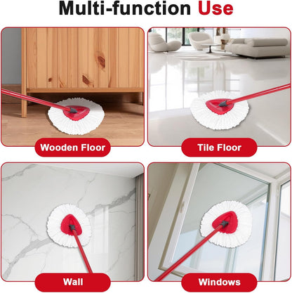 Spin Mop Replacement Head 4 Pack Mop Refill Compatible with Ocedar Triangle Swivel Mops Microfiber Swivel Mop Refill,Deep Clean,Machine Washable and Easy to Replace