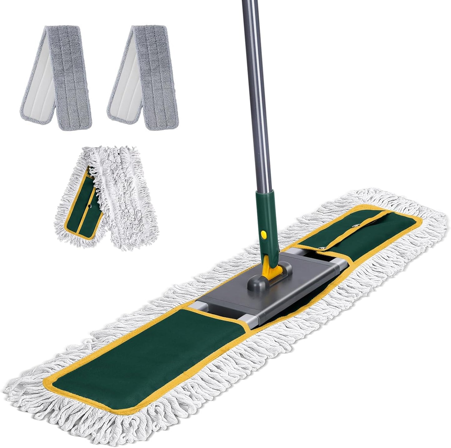 Mops for Floor Cleaning, Masthome Flat Dust Mop with 4 Reusable Pads, 2-Sided Microfiber Dust Mop for Wet & Dry Use, Flat Flip Mops for Hardwood, Laminate, Vinyl,Kitchen, Tile -1 Scraper