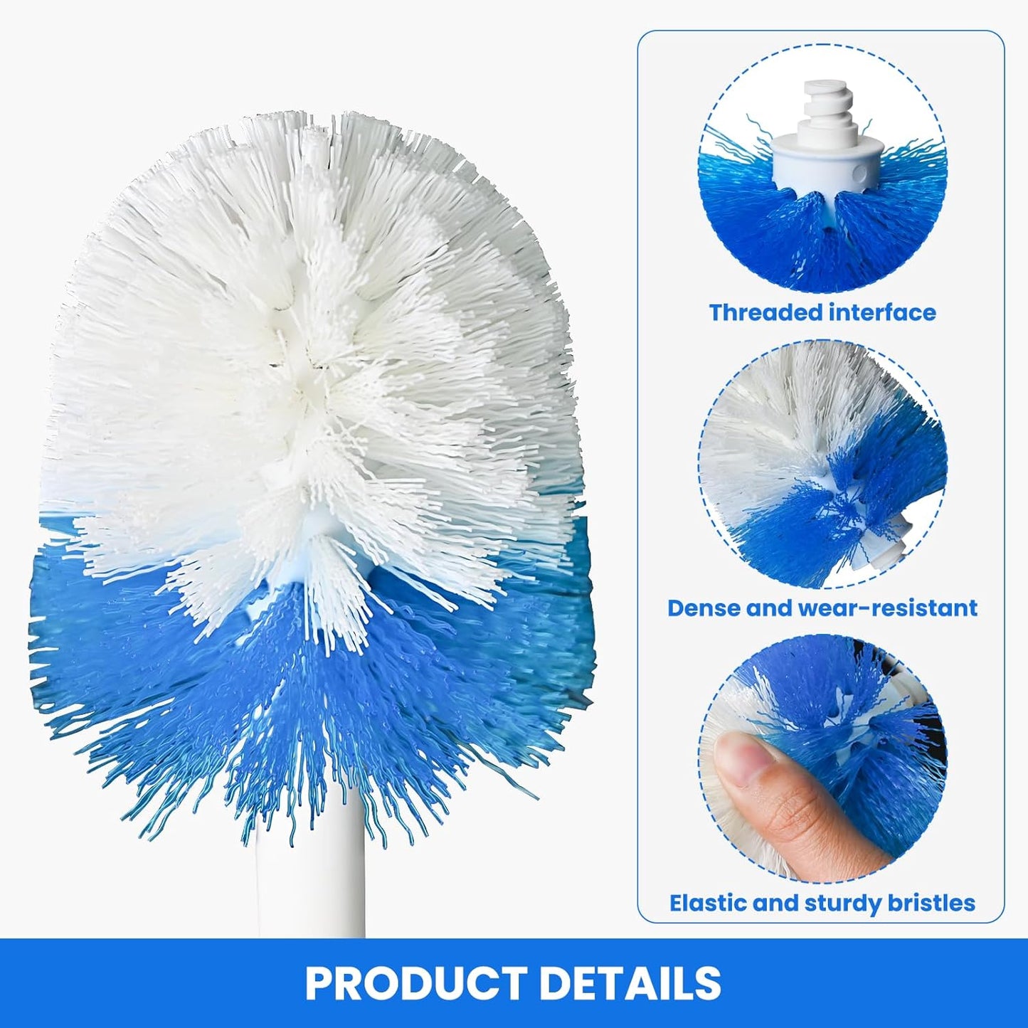 Toilet Brush Refills for OXO Toilet Brush Only, 2 Pack Toilet Brush Replacement Head, Blue & White, Nylon & Plastic Material Bristles
