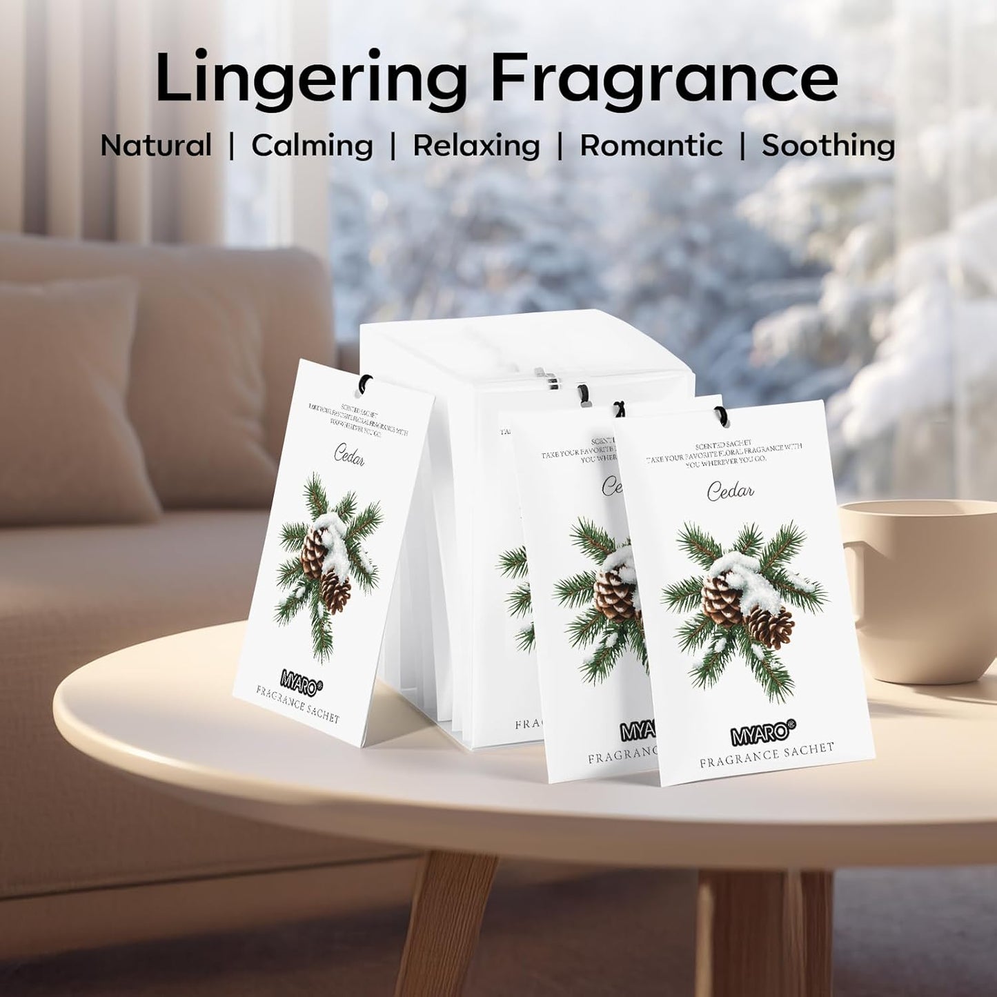 MYARO 12 Pack Fresh Linen Scented Sachets for Drawer, Closet & Car Air Freshener Bags | Odor Eliminator & Fabric Refresher | Crisp, Clean Home Fragrance Gift Set