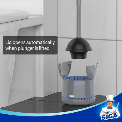 MR.SIGA Toilet Plunger with Holder, Heavy Duty Toilet Plunger and Holder Combo for Bathroom Cleaning, Black