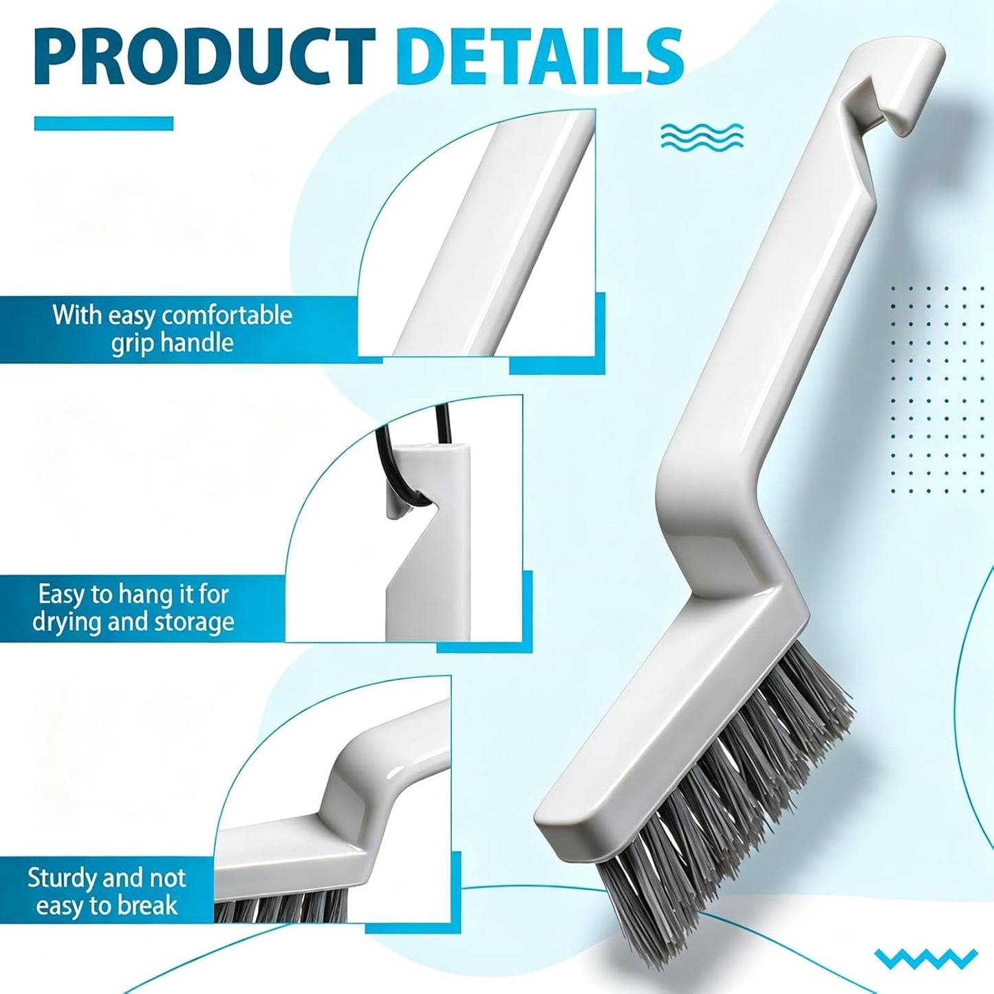 6 Pack Grout Cleaner Brush V Shape Hard Bristle Grout Brush Stiff Grouts Cleaning Brushes for Tile Floor, Handheld Grouts Scrub Brushes for Shower, Bathroom, Kitchen, Household Use