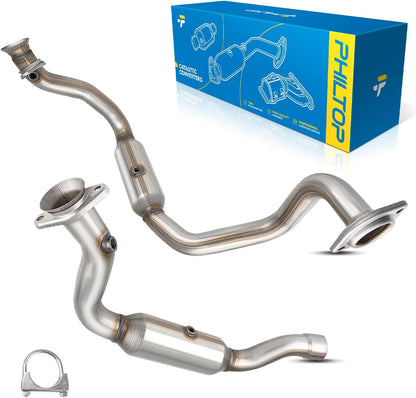 PHILTOP Left and Right Catalytic Converter Replacement For 2005-2010 300 2.7/3.5L V6 RWD, 2006-2010 Charger 2.7/3.5L V6 RWD, 2005-2008 Magnum 2.7/3.5L V6 RWD Replace 55434, 55433 (EPA Compliant) - Colors B