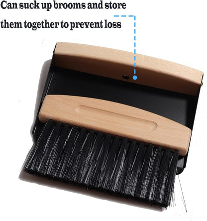 Mini Broom and Dustpan Set Small Metal Dustpan and Brush Set Hand Whisk Broom for Home Office Desktop Sofa Pet Care Household Cleaning (sisal Hemp bristles, White)