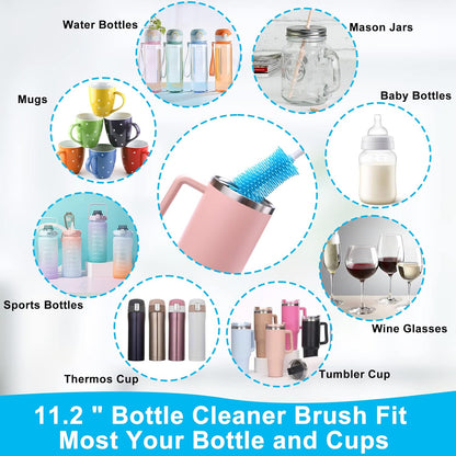 XANGNIER 5 in 1 Bottle Cleaning Brush Set,Multifunctional Water Bottle Brush and Straw Cleaner Brush,Cleaning Tool Kit for Owala/Stanley/Yeti/Simple Modern Tumbler Cup Accessories,Kitchen Gadgets